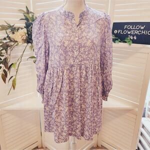 ISABELLA OLIVER LILAC FLORAL PEPLUM BLOUSE SIZE 1 (MED)
